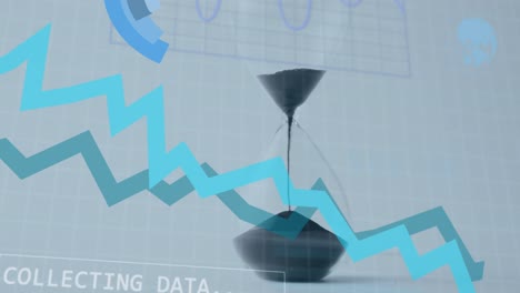 Animation-Von-Statistiken-Und-Finanzdatenverarbeitung-über-Einer-Sanduhr