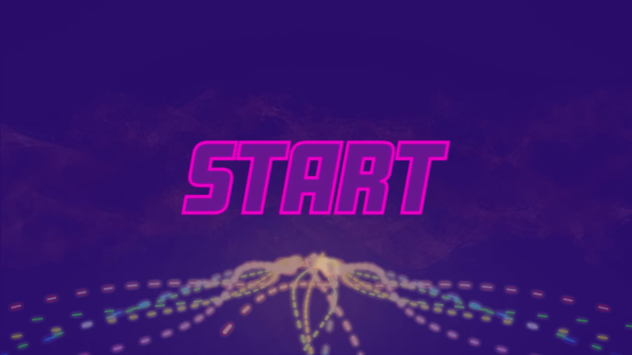 animación de usted comience sobre luces de colores en fondo azul