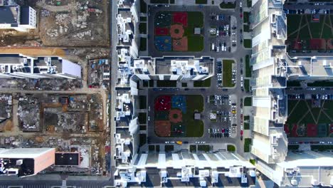 aerial view of an apartment complex under construction