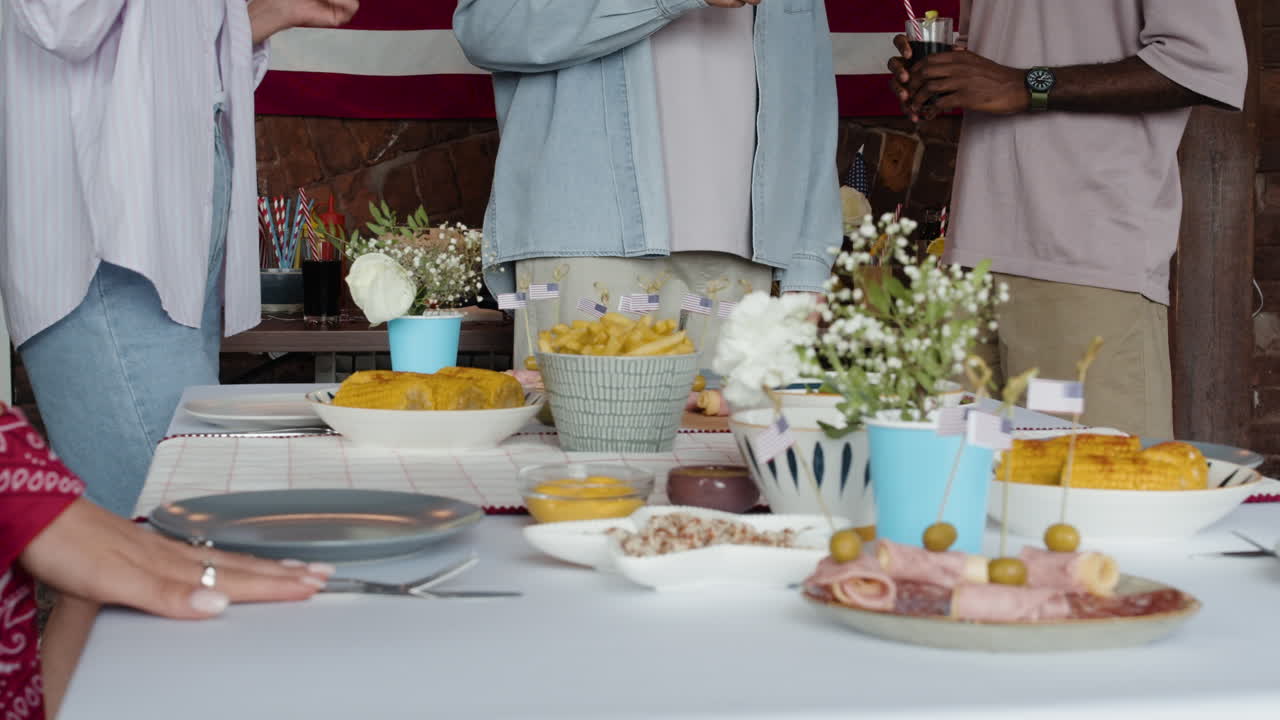 Friends Celebrating a Patriotic Gathering