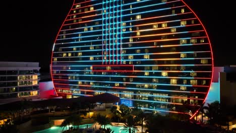 Espectáculo-De-Luces-Desde-El-Hard-Rock-Hotel-De-Hollywood,-Florida.