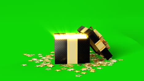 giftbox with stars on green screen - christmas holiday concept, isolated