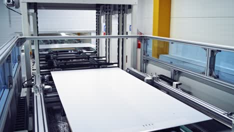 interior of robotic plant. modern automated equipment indoors. process of making new details inside manufacturing plant.