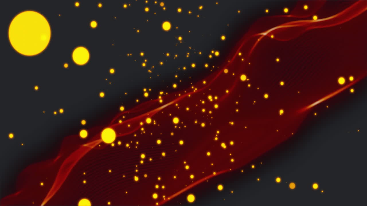 Animation of glowing light spots and light trials moving over black background