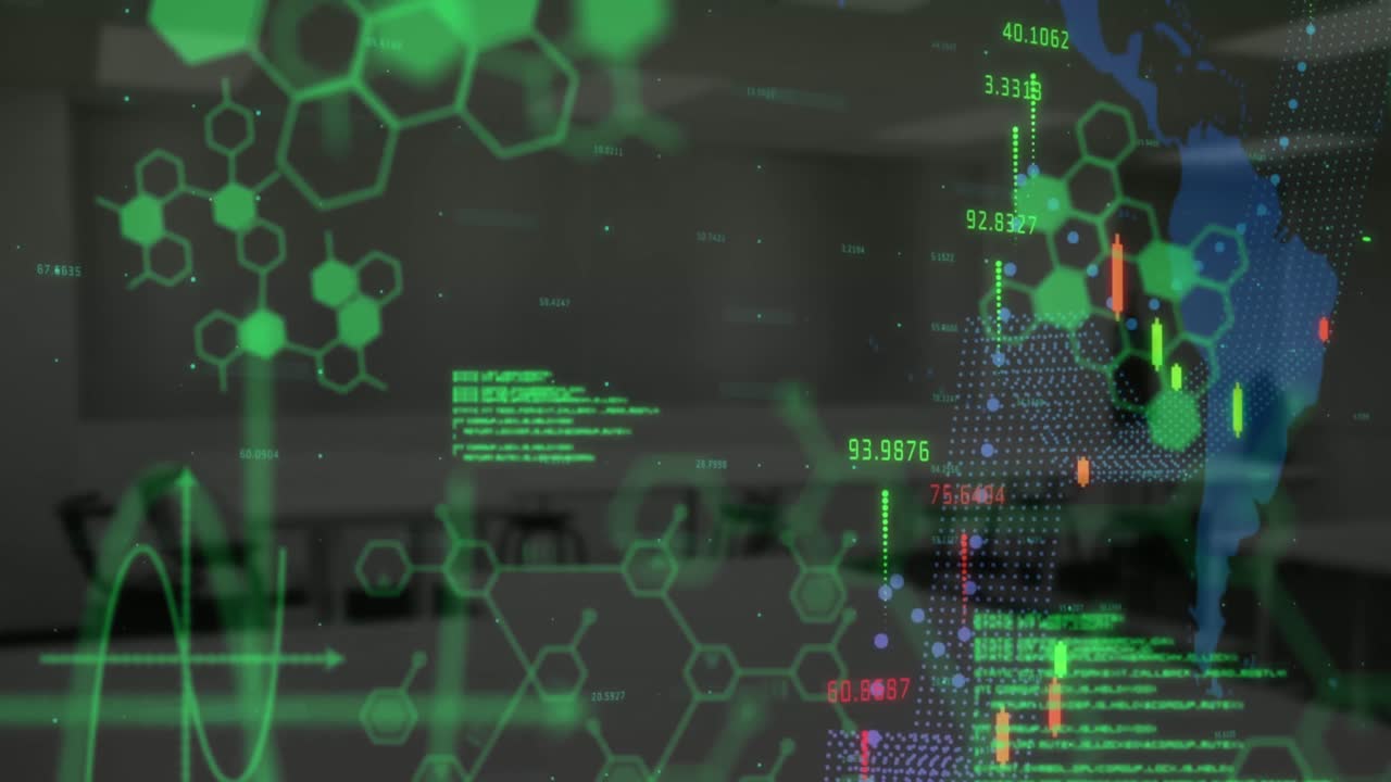 Animation of data processing over world map