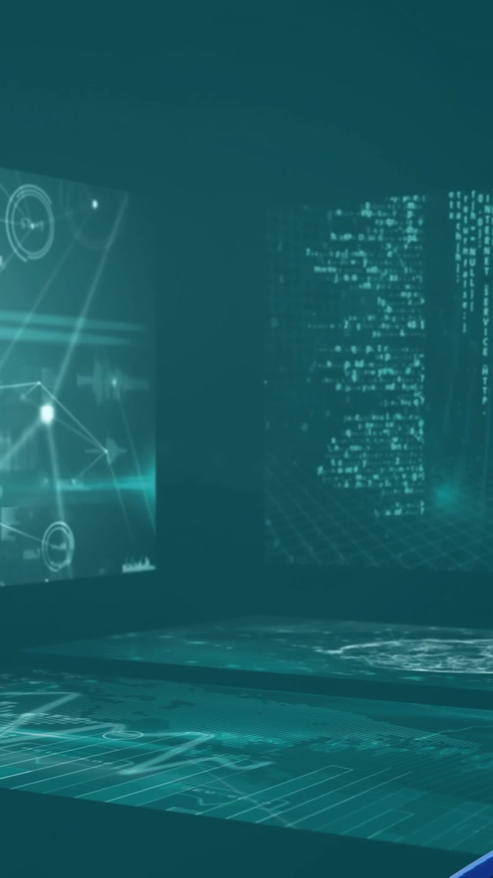 Animation of dna strand over data processing on blue background