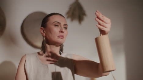woman focusing on a musical instrument
