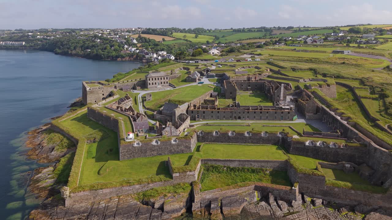 Aerial view of star-shaped Charles Fort by Kinsale harbour in County Cork
