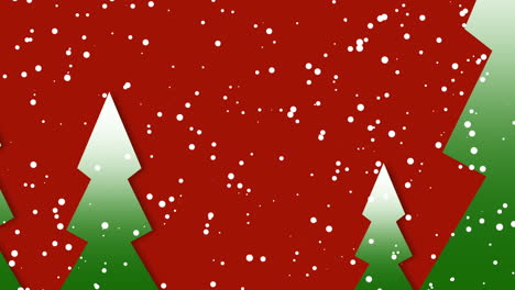 Nieve-Voladora-Y-árboles-De-Navidad-En-El-Bosque