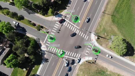 motion graphic shows self driving cars on the road