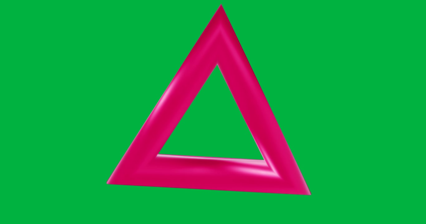 Abstract neon pink triangular loop floating in transparent background, highlighting digital design