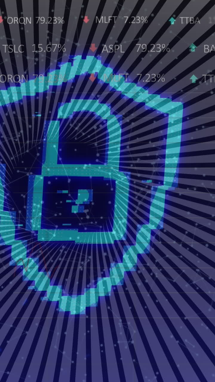Animation of padlock icon and data processing