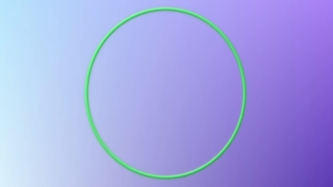 파란색 그라디언트 배경에 복사 공간과 함께 네온 녹색 원형 배너의 애니메이션