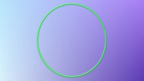 Animation-of-neon-green-circular-banner-with-copy-space-against-blue-gradient-background