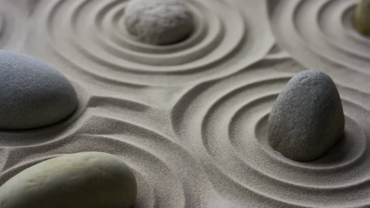 Zen Garden with Rocks and Sand