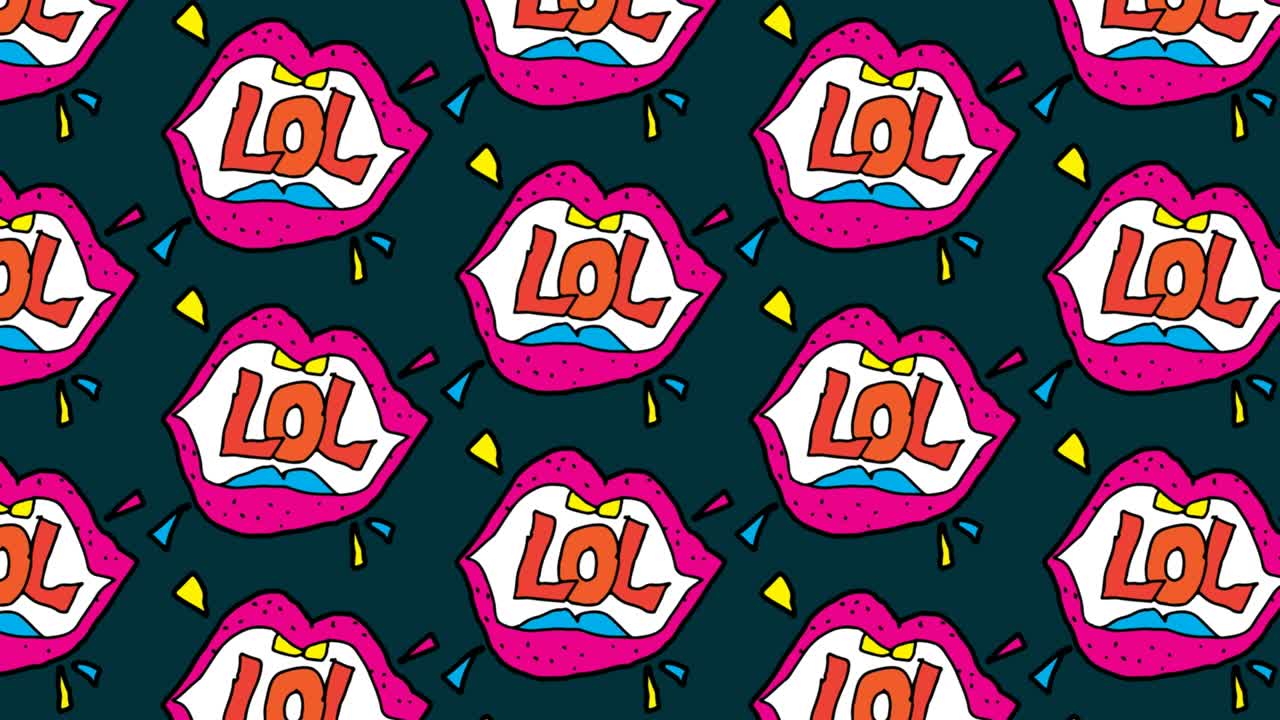 아이들이 팝 아트를 그리고 있습니다. lol 텍스트의 테마로 원활한 배경