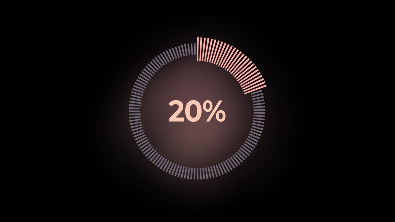 Animation pink loading bar with Alpha channel. 0-25 percent. Loading circle animation on black background. Download Page. 4k