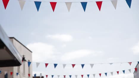 color flags in a small town, jurassic coast of england, static shot