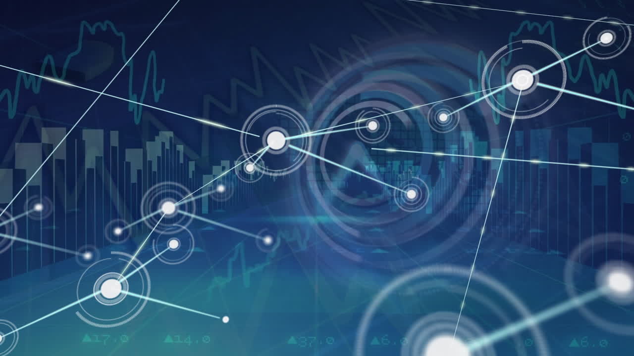 Animation of connections over graphs and blue background