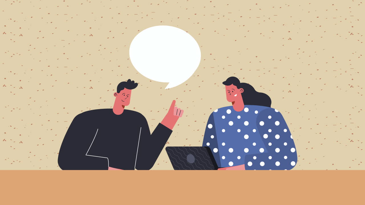 직원, 비즈니스 커플, 캐릭터, 애니메이션