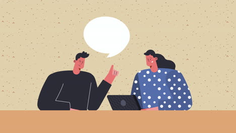 workers business couple characters animation