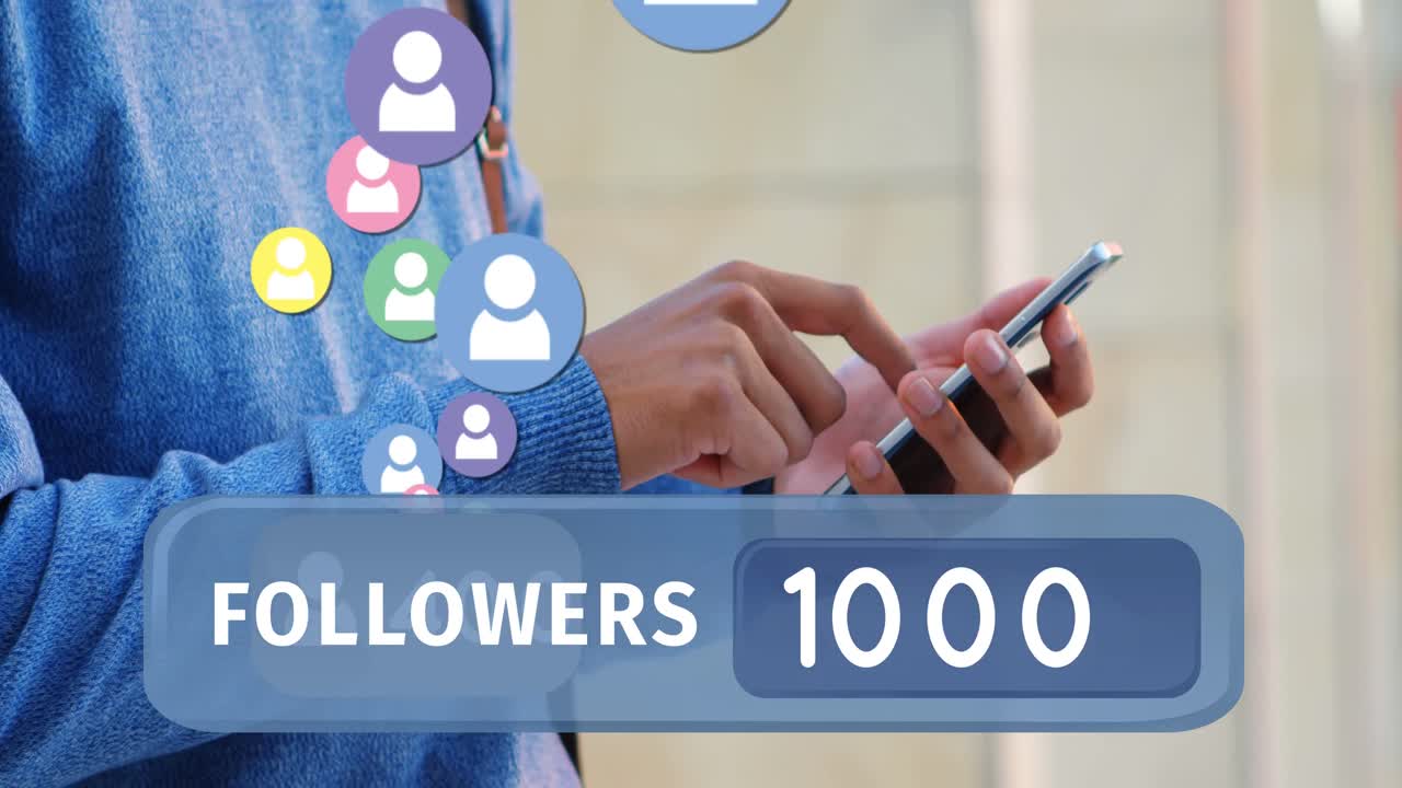 Man typing on his phone checking for followers 4k
