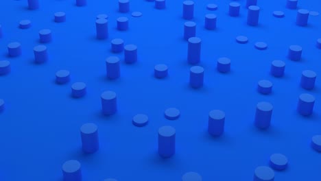 composición abstracta con cilindros de tubos azules sobre un fondo azul. animación en 3d.