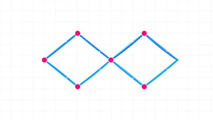 Motivo geometrico animato che forma due rombi collegati