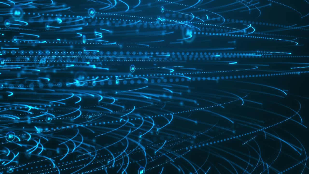 Animation ai data particles flowing across space use of abstract tech visuals artificial