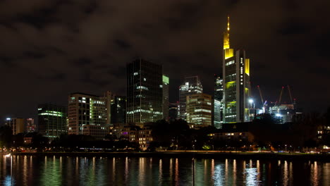 frankfurt skyline night reflections