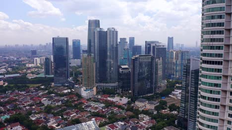 Aerial-View-Of-Mega-Kuningan-Skyline-In-Jakarta,-Indonesia