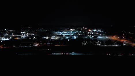 aerial shot pushing in on millcreek and i79 at night in erie.