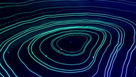 animation of glowing lines in circular motion against blue background