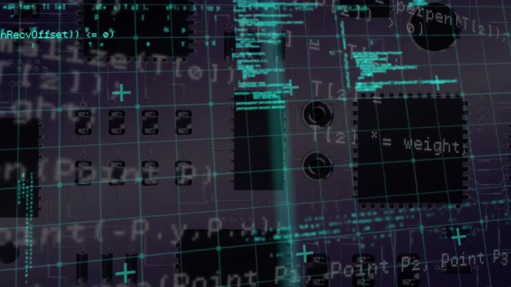 Animazione di elaborazione dati su scheda di elaborazione