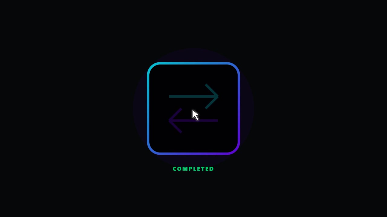 Digital Data Transfer Progress Animation with Status Indicators