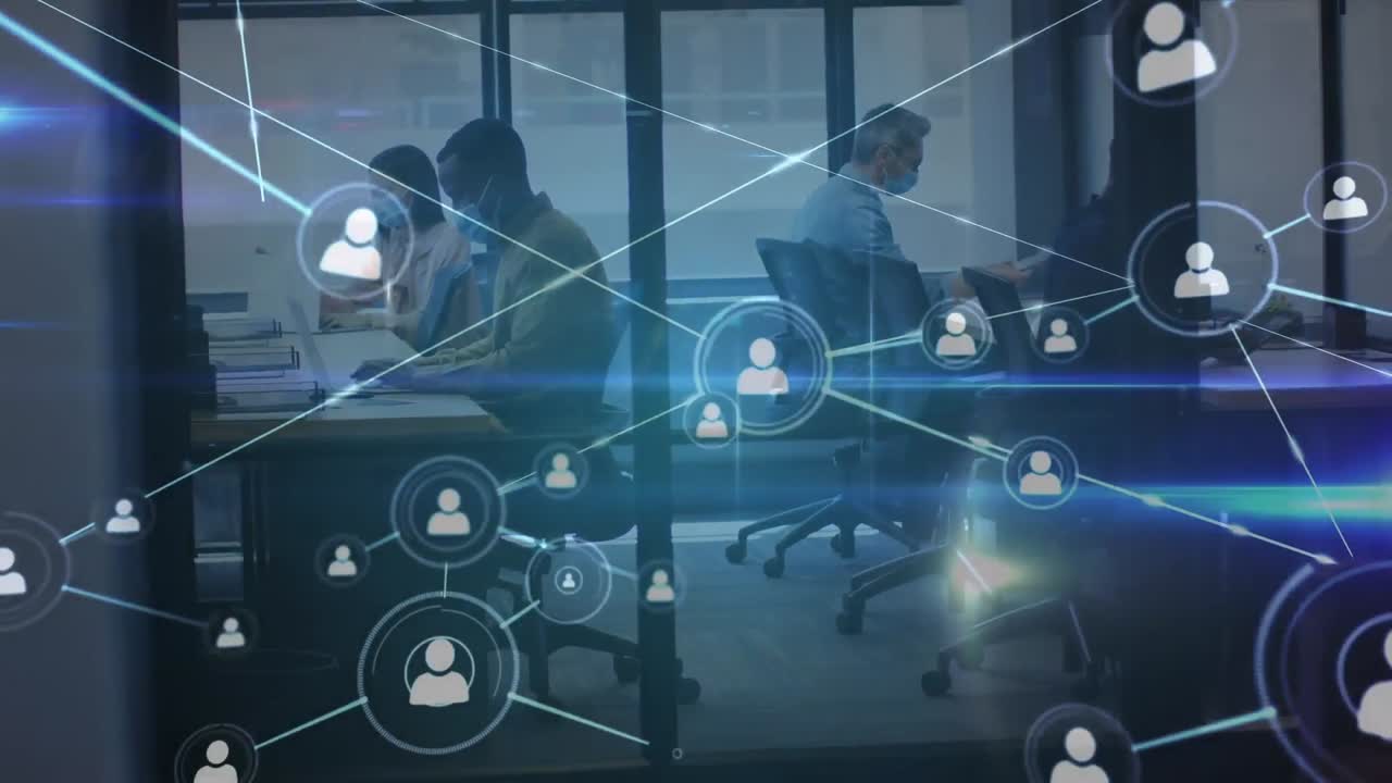 animación de la red de conexiones entre diversos empresarios