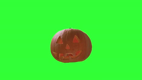 halloween background element on chroma key pumpkin with a funny smile carving