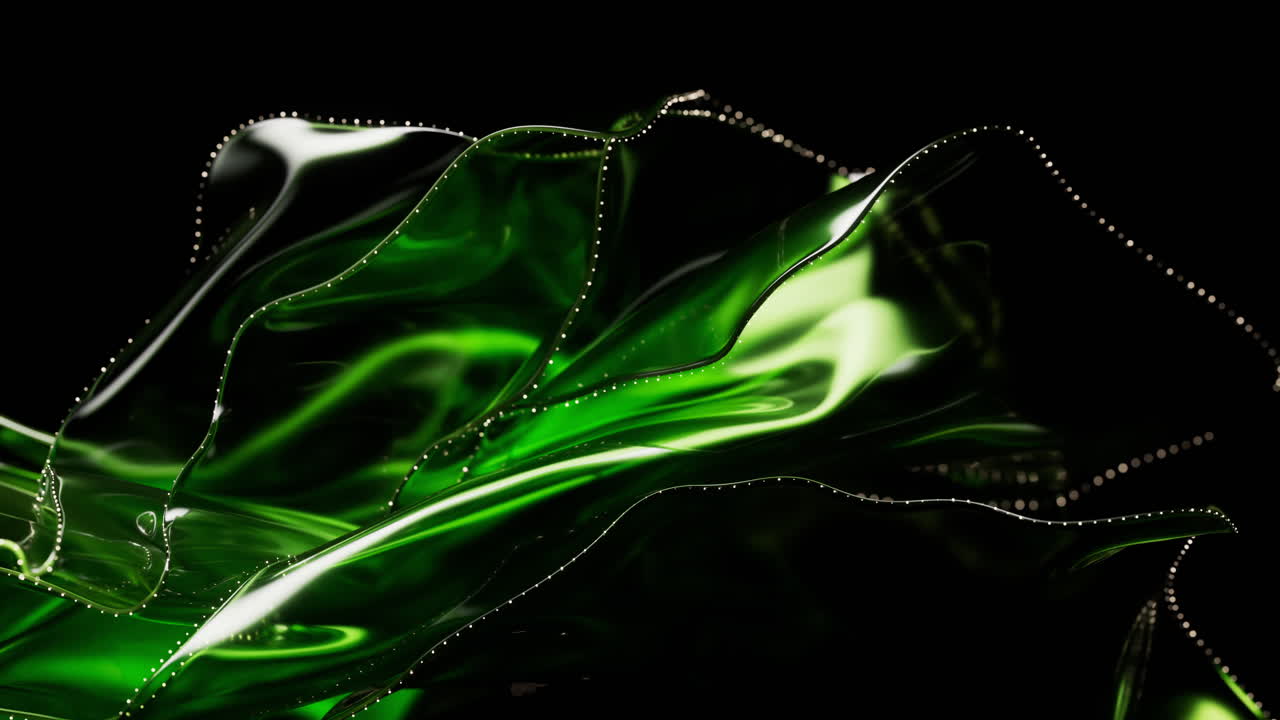 Flowing transparent green multilayer cloth background, 3d rendering.