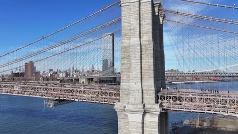 brooklyn bridge at manhattan in new york united states. highrise buildings scenery. manhattan bridge landscape. brooklyn bridge at new york united states. downtown cityscape.