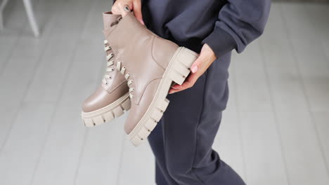 beige platform ankle boots
