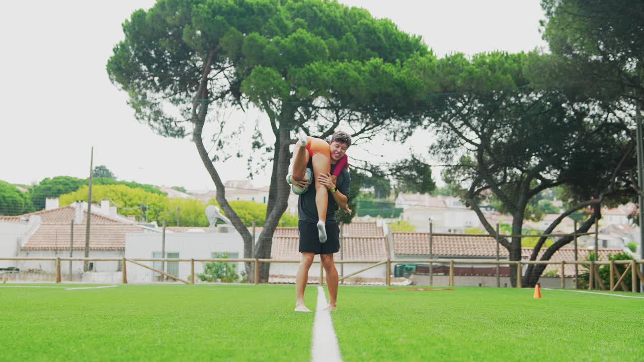 People exercising on a field
