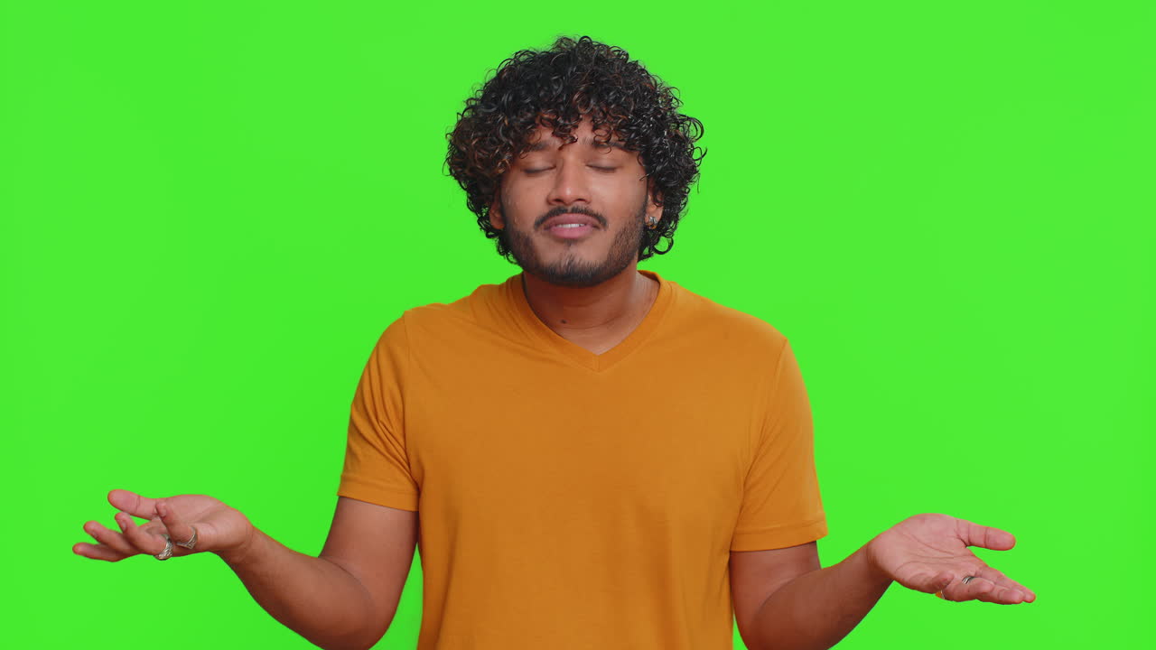 Man raising hands in indignant expression ask why what reason of failure demonstrating disbelief