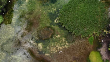 Drohnenvideo-Tiefflug-über-Dem-Berg-Alpensee-Moutsalia-Gramos-Mittlere-Aufnahme