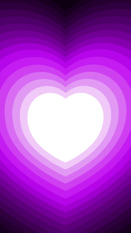 valentine frame heart shaped pattern background in purple color. stripe romantic pattern. trendy animation in style retro 60s, 70s design. looped. vertical video.
