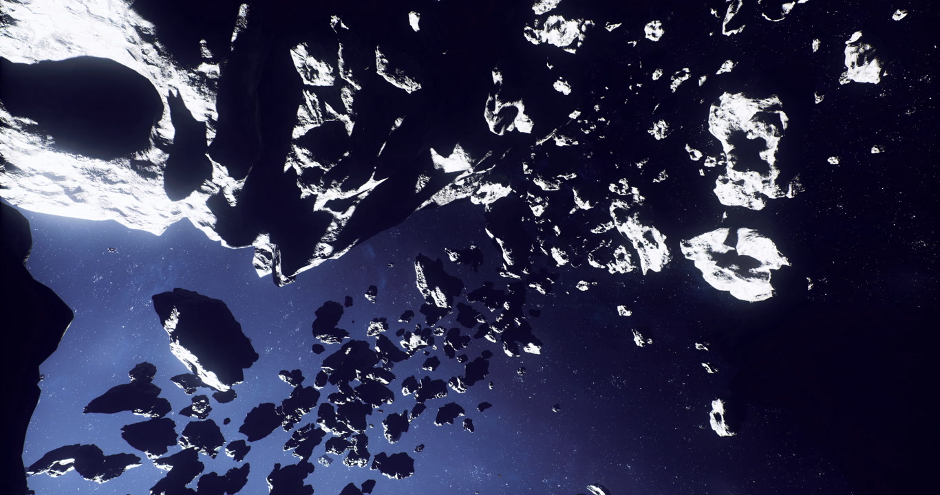 Floating rocks drift weightless stones traverse tranquil celestial space