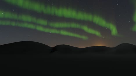 aurora boreal luces del norte color verde en el cielo nocturno