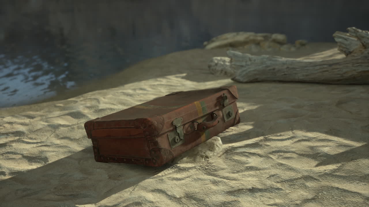 모래 사막 풍경 에 있는 빈티지 가방