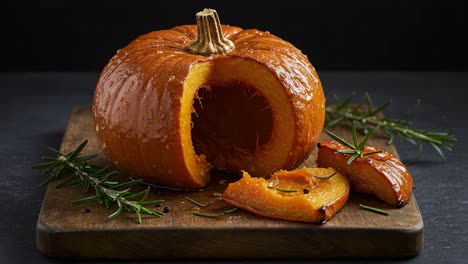 roasted pumpkin with rosemary and spices