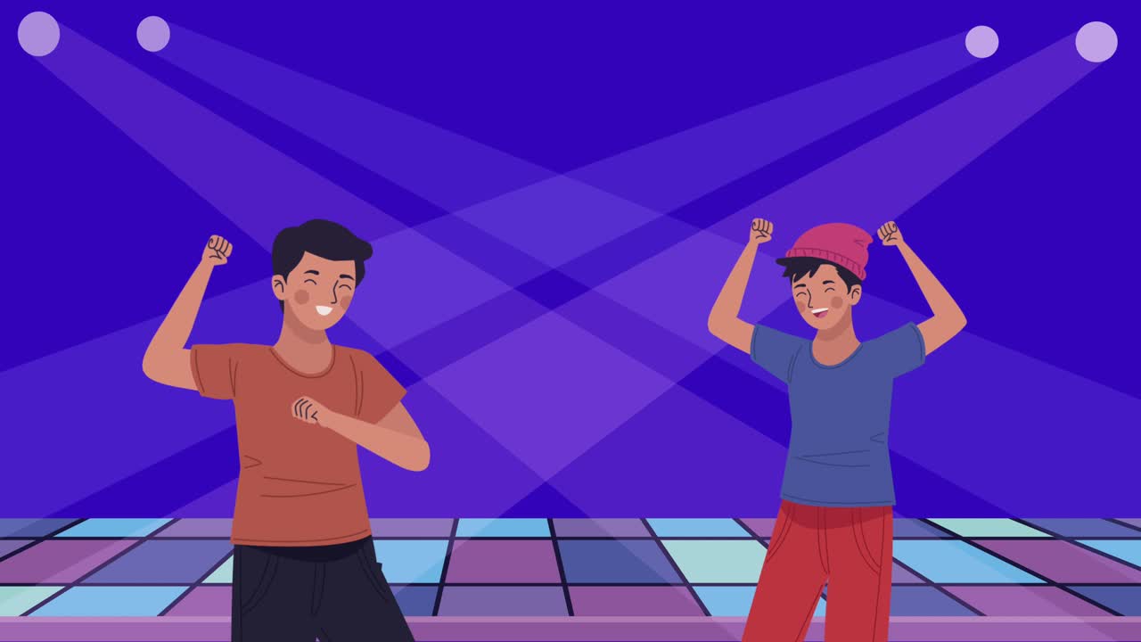 dos amigos bailando en un club nocturno