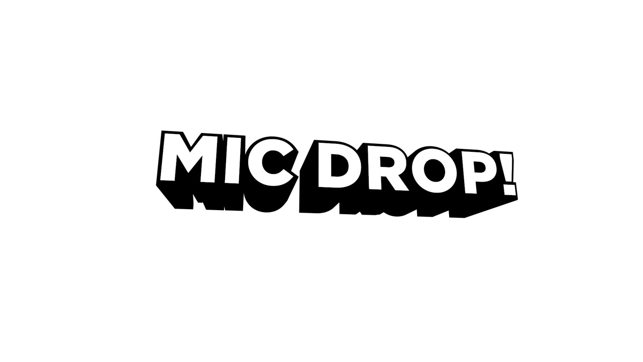 Grafik Teks Mic Drop Beranimasi dengan Latar Belakang Putih